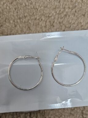 Classic Silver Hoop Earrings - Women's Fashion Hoops - 1 1/4 Inch